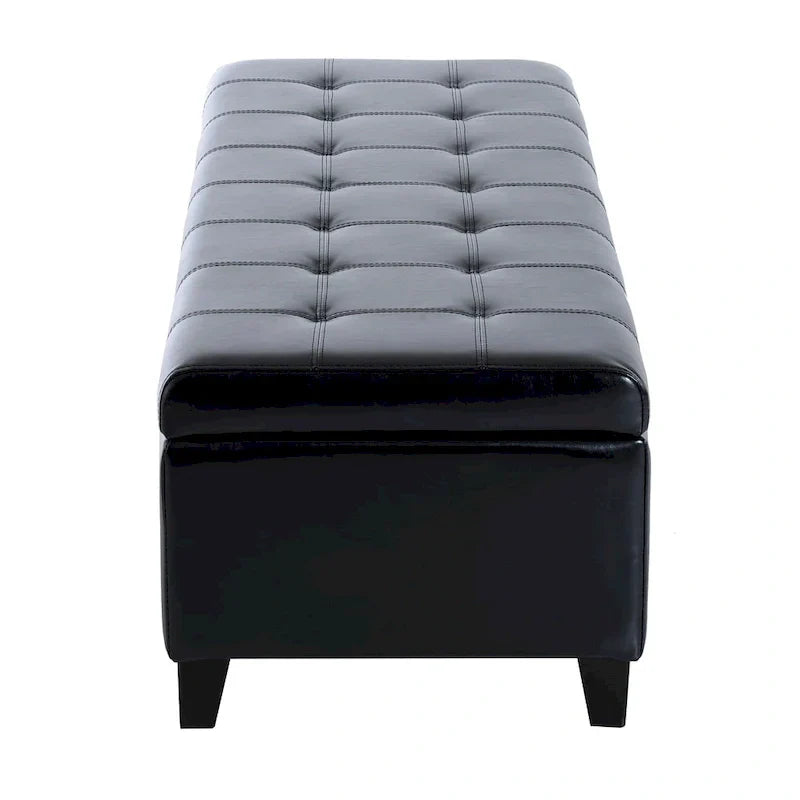 Banc Ottoman de rangement capitonné en cuir synthétique HomCom 51 - 19*50.25*16