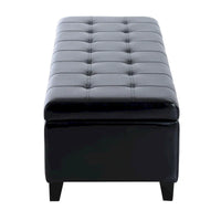 Banc Ottoman de rangement capitonné en cuir synthétique HomCom 51 - 19*50.25*16