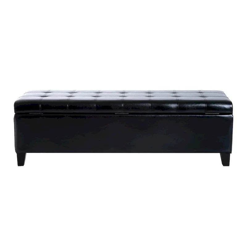 Banc Ottoman de rangement capitonné en cuir synthétique HomCom 51 - 19*50.25*16