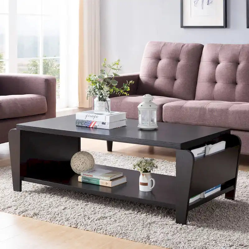 Table basse à 1 étagère contemporaine Rafi brun de 56 pouces par Furniture of America