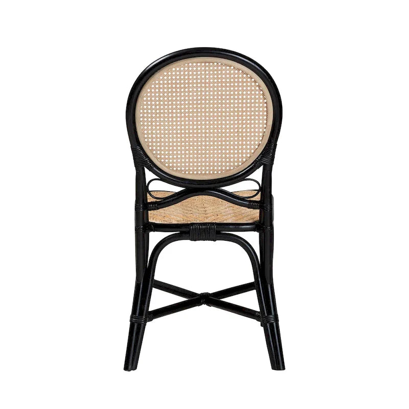Ayana - Chaise de salle à manger au style mid-century moderne bicolore noir et brun naturel en rotin