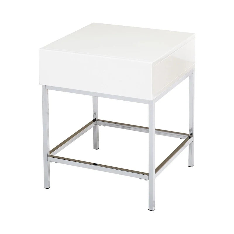 Table d'appoint Living Simple en métal blanc très brillant
