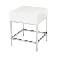 Table d'appoint Living Simple en métal blanc très brillant