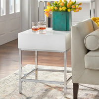 Table d'appoint Living Simple en métal blanc très brillant