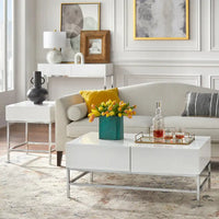Table d'appoint Living Simple en métal blanc très brillant