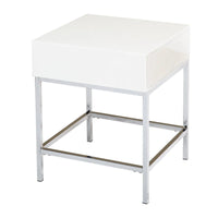 Table d'appoint Living Simple en métal blanc très brillant
