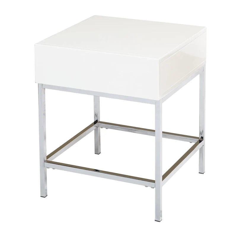 Table d'appoint Living Simple en métal blanc très brillant