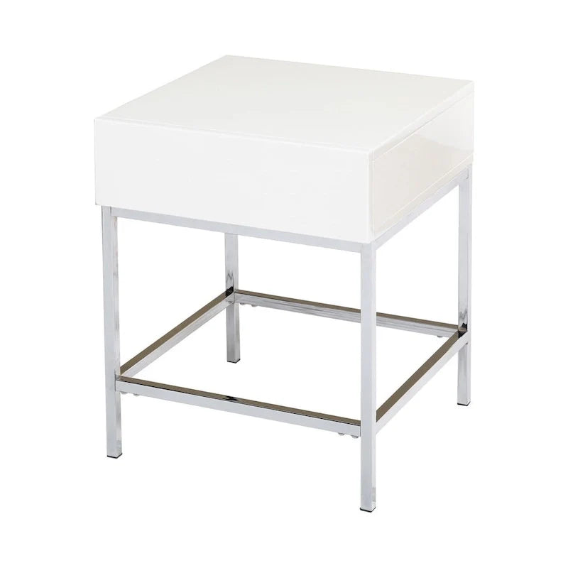 Table d'appoint Living Simple en métal blanc très brillant