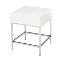 Table d'appoint Living Simple en métal blanc très brillant