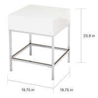 Table d'appoint Living Simple en métal blanc très brillant
