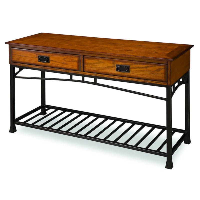 Table de canapé en chêne vieilli style artisan moderne par Homestyles