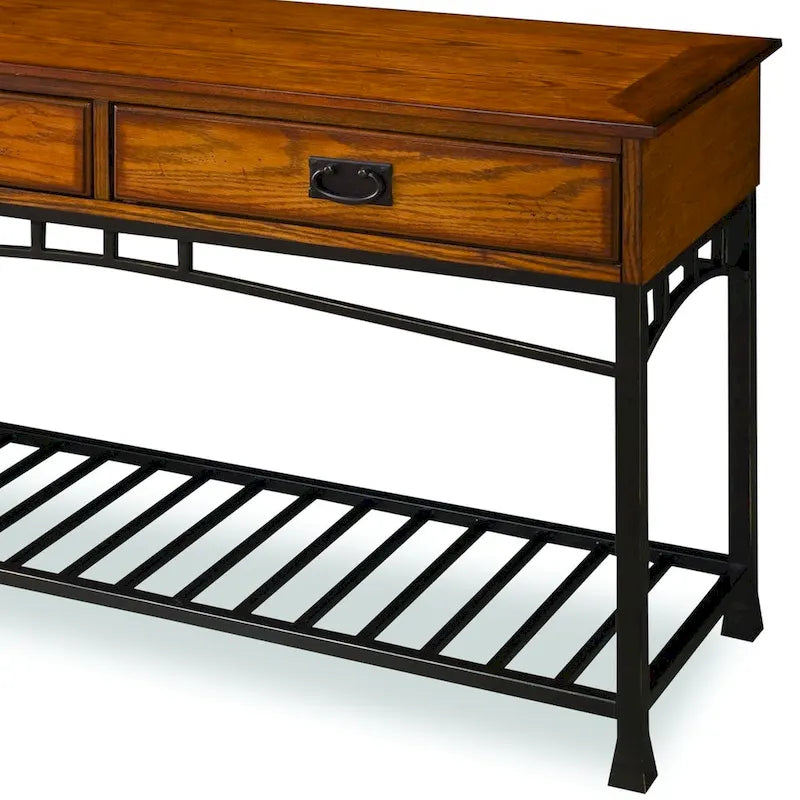 Table de canapé en chêne vieilli style artisan moderne par Homestyles