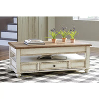 Table basse relevable traditionnelle Realyn blanc/marron