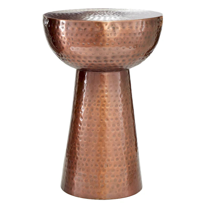 Table d'appoint décorative artisanale en métal avec finition martelée - Bronze ou Cuivre - Roche River Decor
