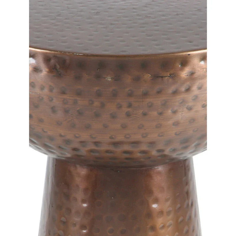 Table d'appoint décorative artisanale en métal avec finition martelée - Bronze ou Cuivre - Roche River Decor