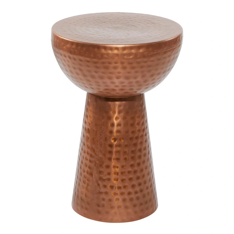 Table d'appoint décorative artisanale en métal avec finition martelée - Bronze ou Cuivre - Roche River Decor