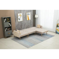 Canapé Sectionnel Forme L Convertible Rembourré Capitonné en Polyester avec Pouf