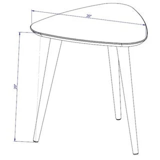 Table d'appoint triangulaire haute Utopia 19.88 avec pieds évasés en bois