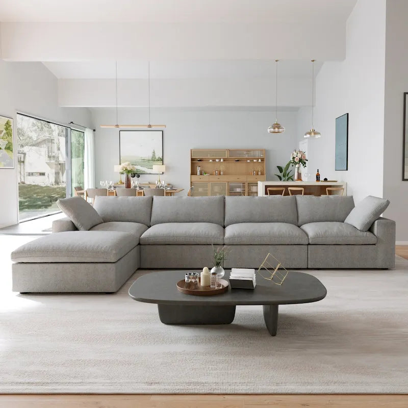 Canapés Forme L pour Salon, Canapé Sectionnel Modulable Convertible Moderne avec Housses de Coussins Amovibles