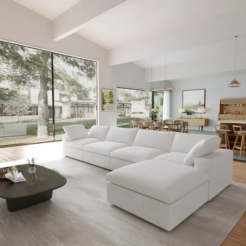 Canapés Forme L pour Salon, Canapé Sectionnel Modulable Convertible Moderne avec Housses de Coussins Amovibles