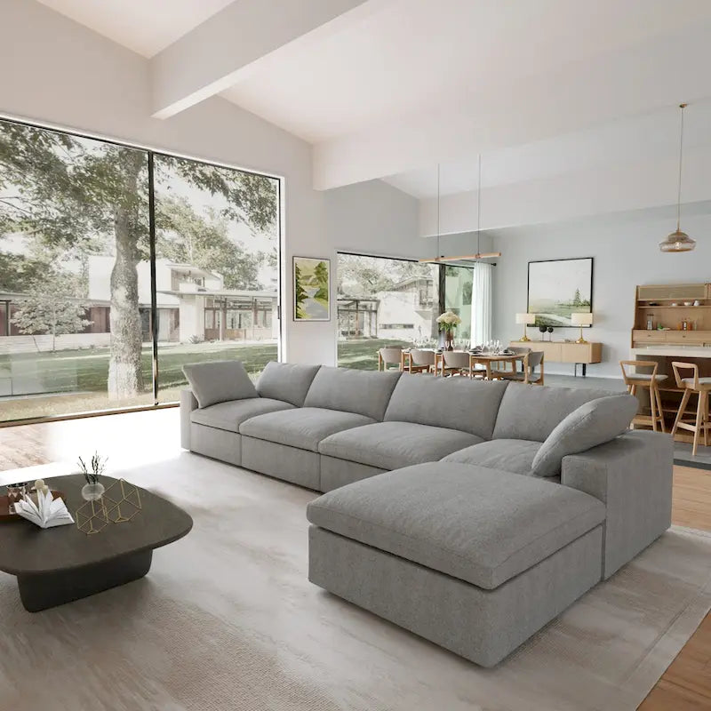 Canapés Forme L pour Salon, Canapé Sectionnel Modulable Convertible Moderne avec Housses de Coussins Amovibles
