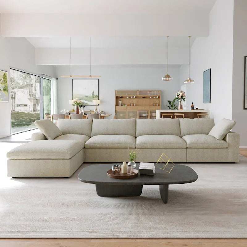 Canapés Forme L pour Salon, Canapé Sectionnel Modulable Convertible Moderne avec Housses de Coussins Amovibles
