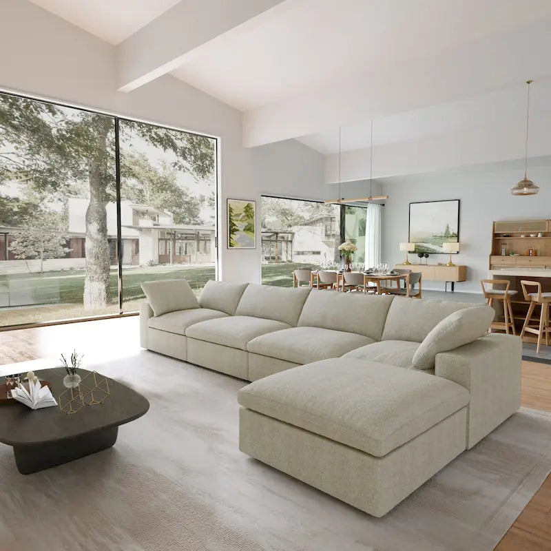 Canapés Forme L pour Salon, Canapé Sectionnel Modulable Convertible Moderne avec Housses de Coussins Amovibles