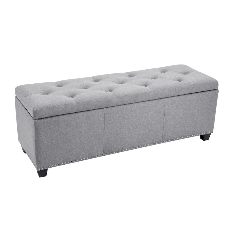 Porthos Home Hekla banc ottoman de rangement rembourré en tissu à dessus basculant