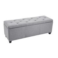 Banc ottoman de rangement Porthos Home Hekla en tissu rembourré avec couvercle rabattable