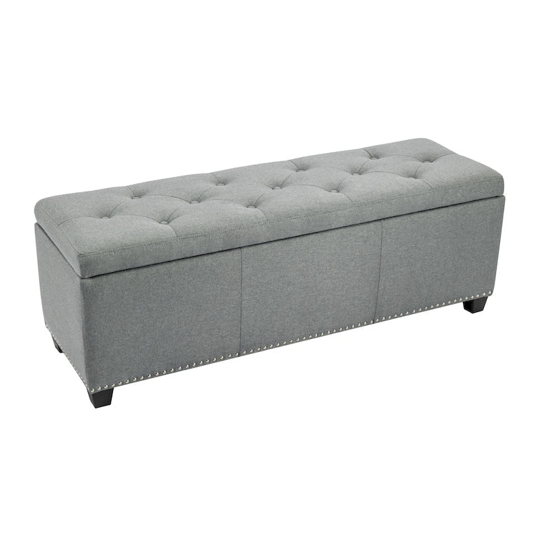 Porthos Home Hekla banc ottoman de rangement rembourré en tissu à dessus basculant