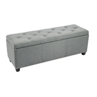 Banc ottoman de rangement Porthos Home Hekla en tissu rembourré avec couvercle rabattable