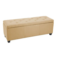 Banc ottoman de rangement Porthos Home Hekla en tissu rembourré avec couvercle rabattable