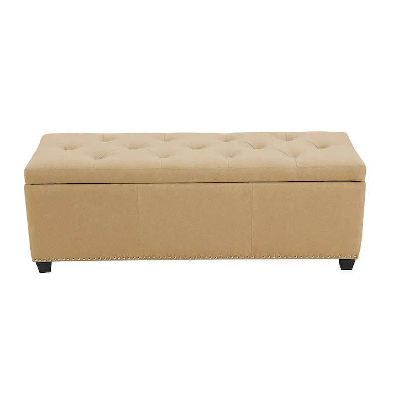 Porthos Home Hekla banc ottoman de rangement rembourré en tissu à dessus basculant