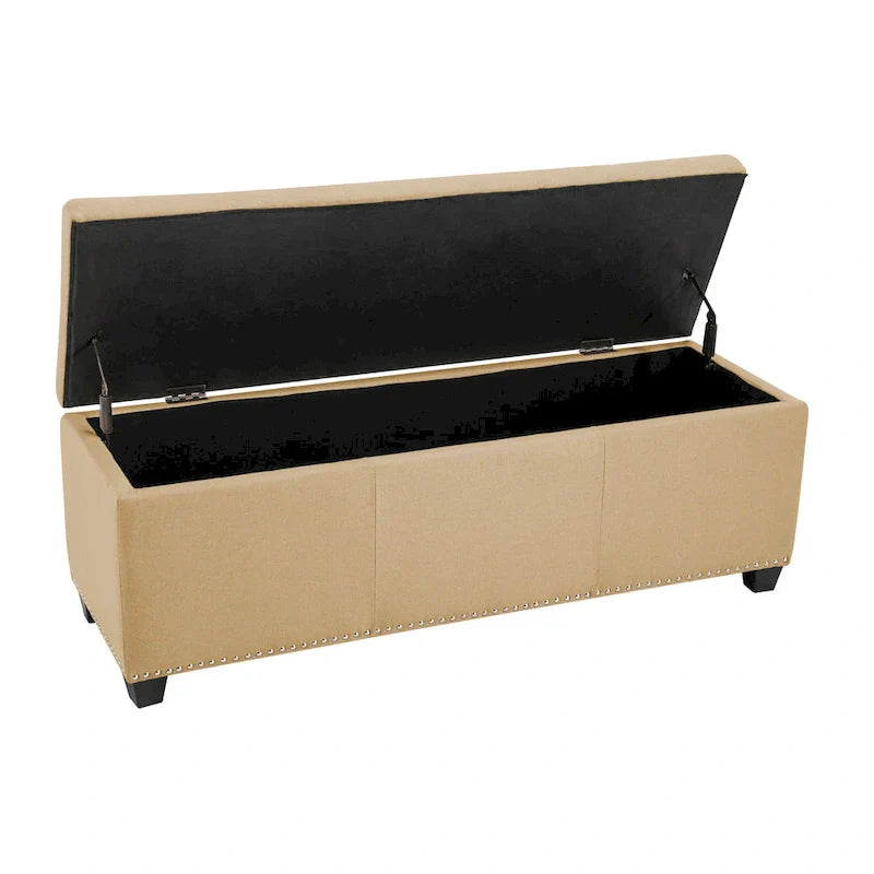 Porthos Home Hekla banc ottoman de rangement rembourré en tissu à dessus basculant
