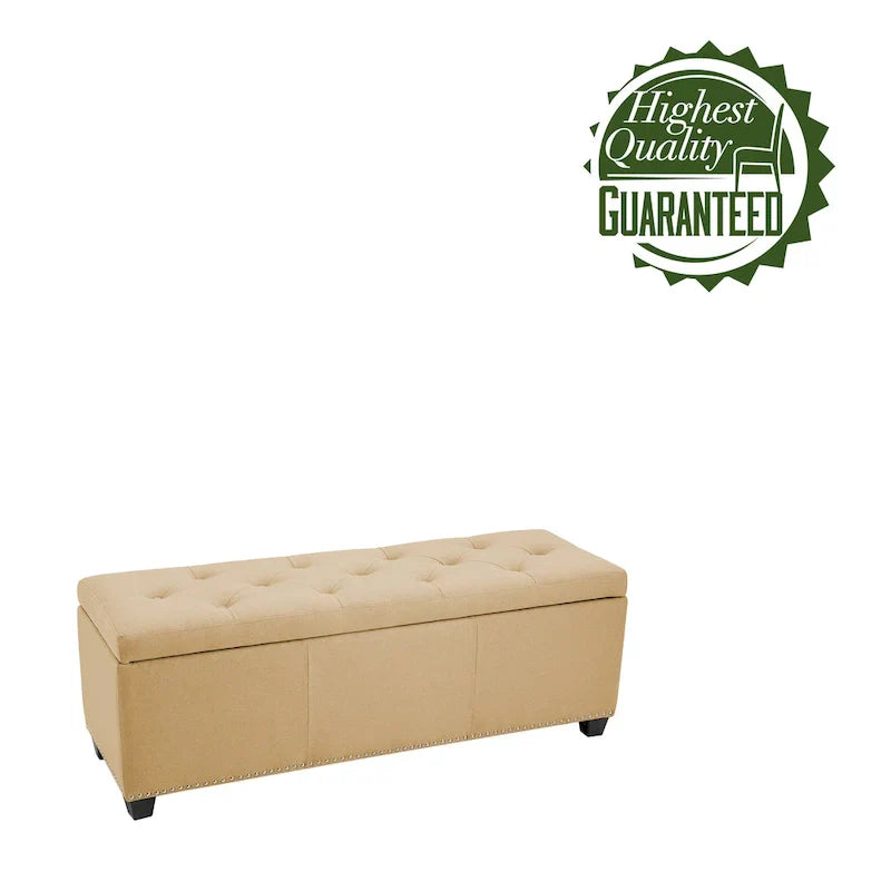 Porthos Home Hekla banc ottoman de rangement rembourré en tissu à dessus basculant