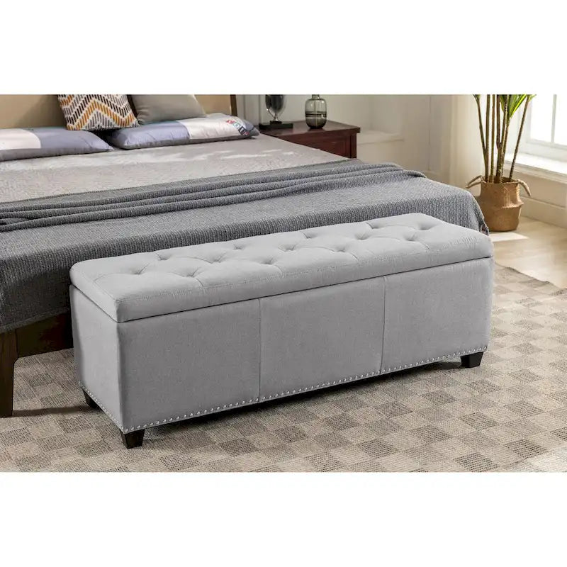 Porthos Home Hekla banc ottoman de rangement rembourré en tissu à dessus basculant