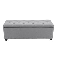 Banc ottoman de rangement Porthos Home Hekla en tissu rembourré avec couvercle rabattable