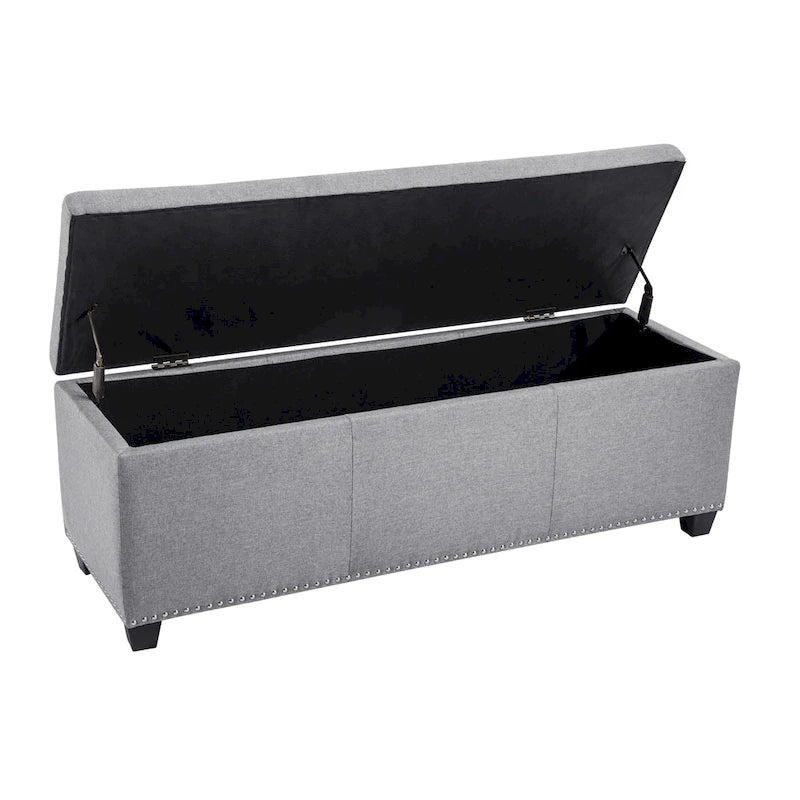 Banc ottoman de rangement Porthos Home Hekla en tissu rembourré avec couvercle rabattable