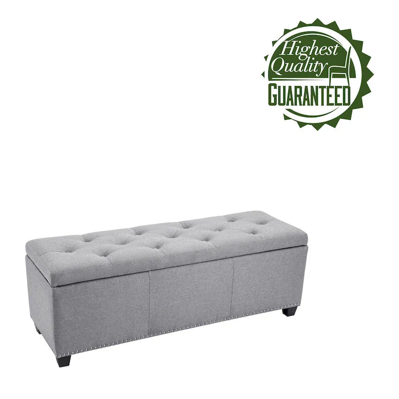 Porthos Home Hekla banc ottoman de rangement rembourré en tissu à dessus basculant