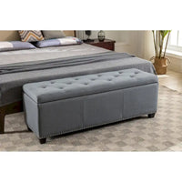 Banc ottoman de rangement Porthos Home Hekla en tissu rembourré avec couvercle rabattable