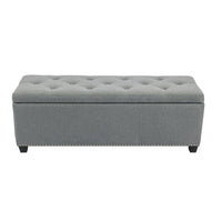 Banc ottoman de rangement Porthos Home Hekla en tissu rembourré avec couvercle rabattable