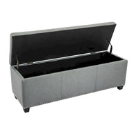 Banc ottoman de rangement Porthos Home Hekla en tissu rembourré avec couvercle rabattable