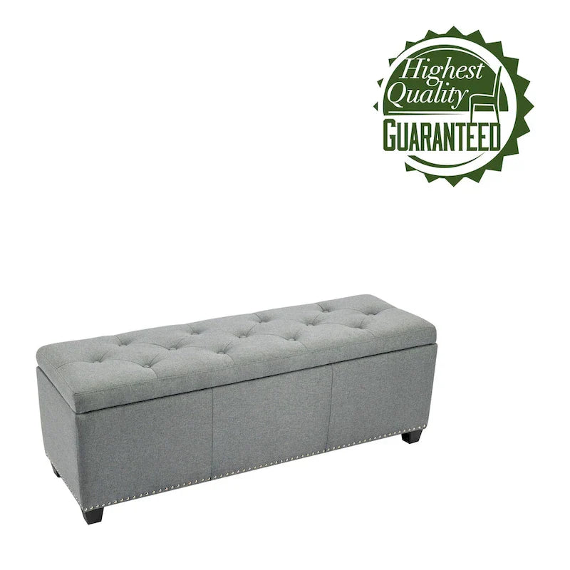 Porthos Home Hekla banc ottoman de rangement rembourré en tissu à dessus basculant