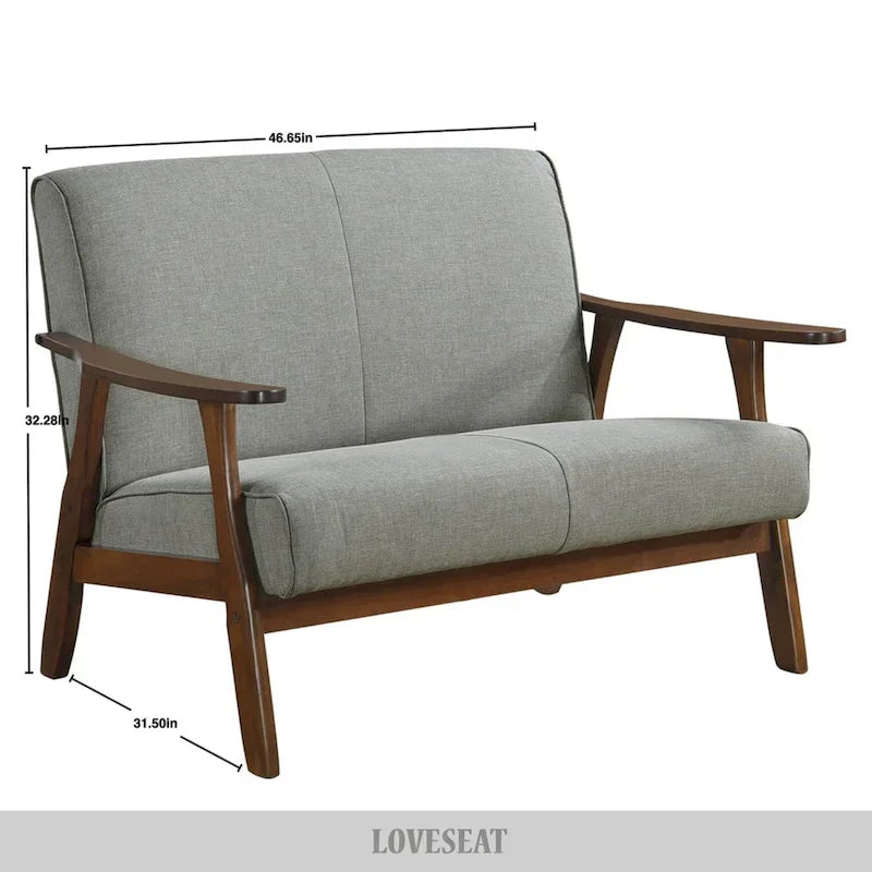 Causeuse en Lin Milieu de Siècle Moderne CraftPorch en Bois de Wengé