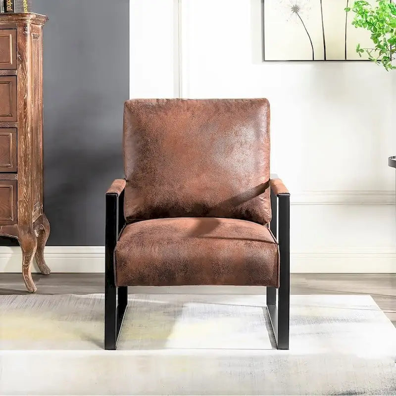 Chaise à accoudoirs en métal rembourrée en polyuréthane/microfibre Hosam 25.4 de US Pride Furniture