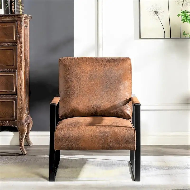 Chaise à accoudoirs en métal rembourrée en polyuréthane/microfibre Hosam 25.4 de US Pride Furniture
