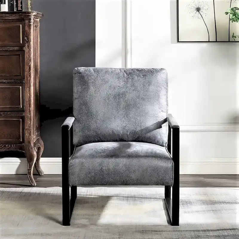 Chaise à accoudoirs en métal rembourrée en polyuréthane/microfibre Hosam 25.4 de US Pride Furniture