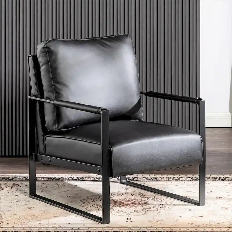Chaise à accoudoirs en métal rembourrée en polyuréthane/microfibre Hosam 25.4 de US Pride Furniture