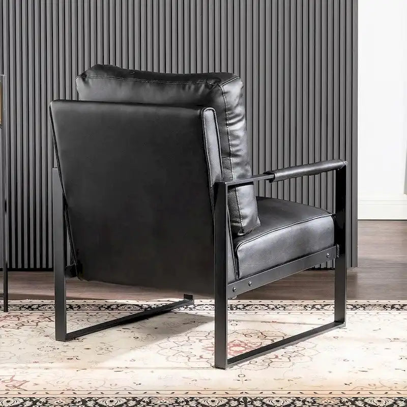 Chaise à accoudoirs en métal rembourrée en polyuréthane/microfibre Hosam 25.4 de US Pride Furniture
