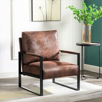 Chaise à accoudoirs en métal rembourrée en polyuréthane/microfibre Hosam 25.4 de US Pride Furniture